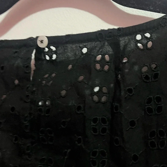 J. Crew Mercantile Black Linen Cotton Eyelet Top Blouse size smalls nwt - Picture 3 of 4
